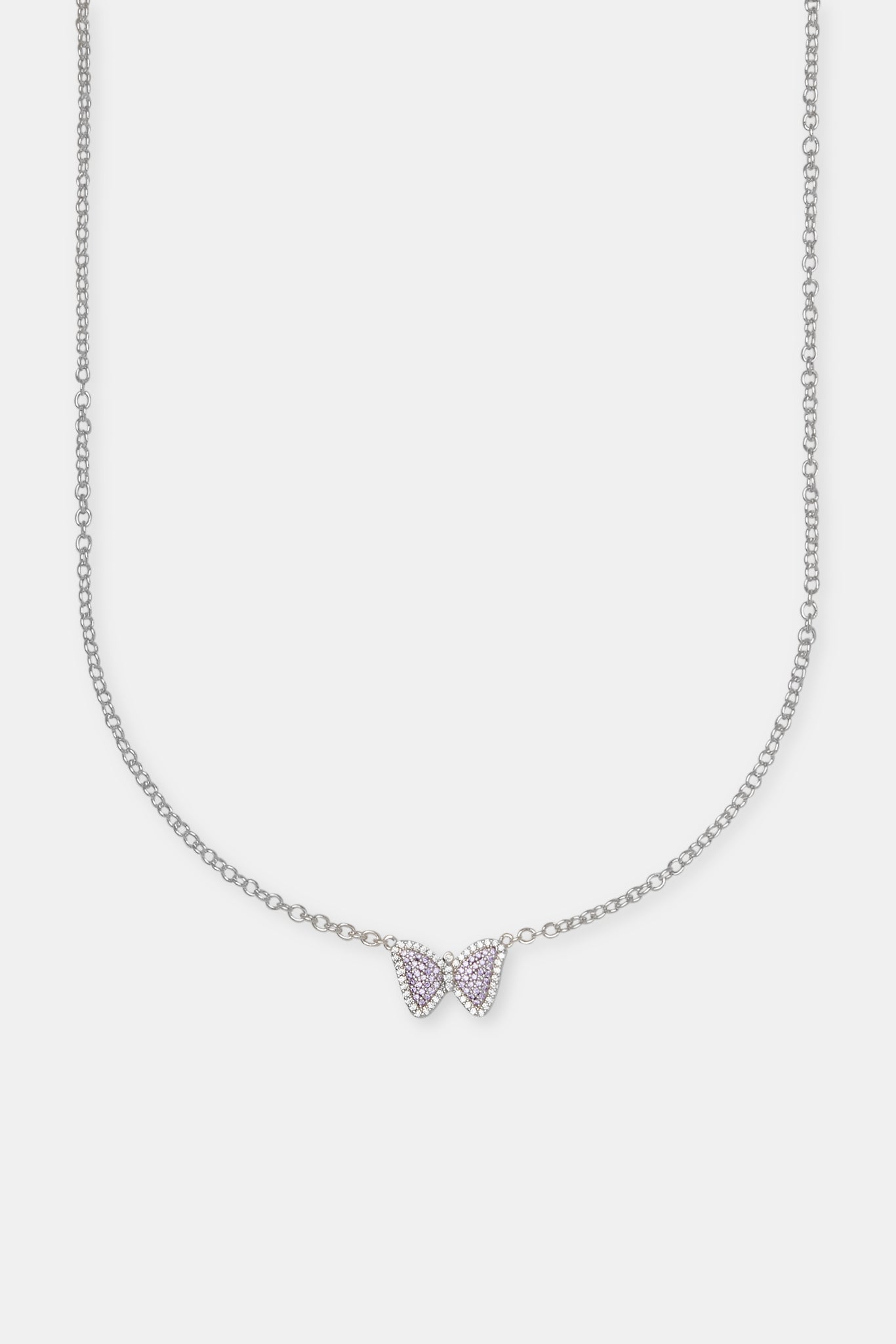 Iced Purple Butterfly Necklace - 15mm